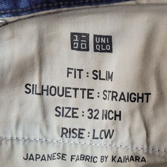 Uniqlo Jeans Blue Slim Straight Fits 36x26 Kaihara Denim - Picture 9 of 10